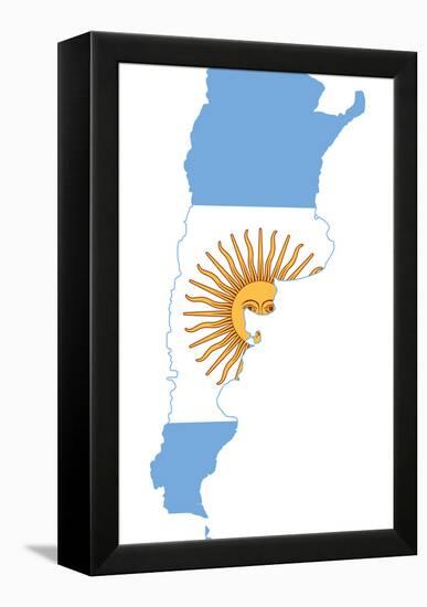 Argentina Flag On Map-Speedfighter-Framed Stretched Canvas