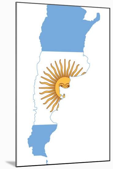 Argentina Flag On Map-Speedfighter-Mounted Art Print