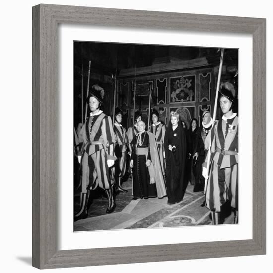 Argentina's First Lady Eva Peron at the Vatican in a Stop on Her European Tour-null-Framed Photographic Print