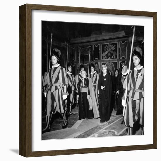 Argentina's First Lady Eva Peron at the Vatican in a Stop on Her European Tour-null-Framed Photographic Print