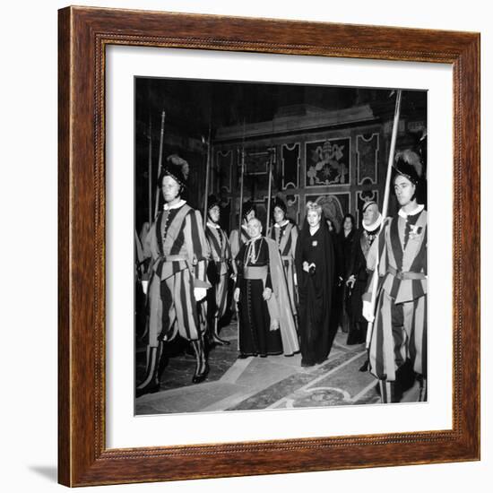 Argentina's First Lady Eva Peron at the Vatican in a Stop on Her European Tour-null-Framed Photographic Print