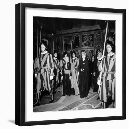 Argentina's First Lady Eva Peron at the Vatican in a Stop on Her European Tour-null-Framed Photographic Print