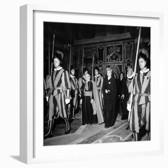 Argentina's First Lady Eva Peron at the Vatican in a Stop on Her European Tour-null-Framed Photographic Print