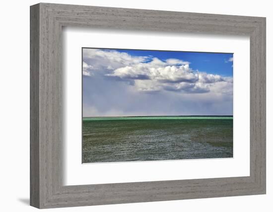 Argentina, Santa Cruz. Puerto Santa Cruz, river Santa Cruz under stormy clouds.-Michele Molinari-Framed Photographic Print