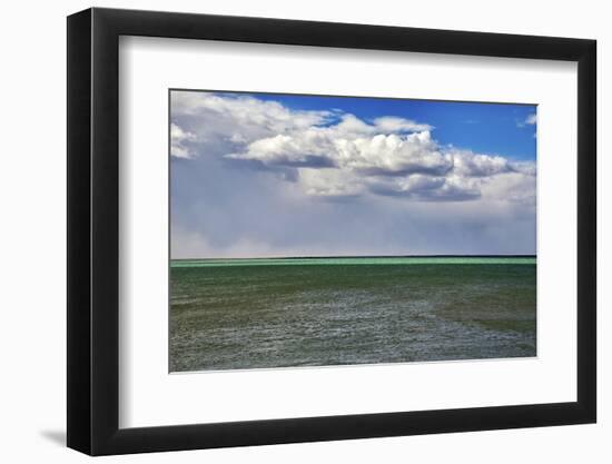 Argentina, Santa Cruz. Puerto Santa Cruz, river Santa Cruz under stormy clouds.-Michele Molinari-Framed Photographic Print
