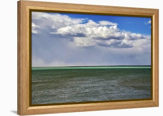 Argentina, Santa Cruz. Puerto Santa Cruz, river Santa Cruz under stormy clouds.-Michele Molinari-Framed Premier Image Canvas