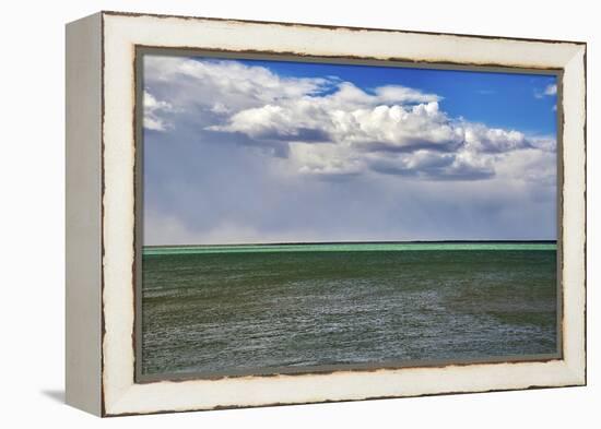 Argentina, Santa Cruz. Puerto Santa Cruz, river Santa Cruz under stormy clouds.-Michele Molinari-Framed Premier Image Canvas