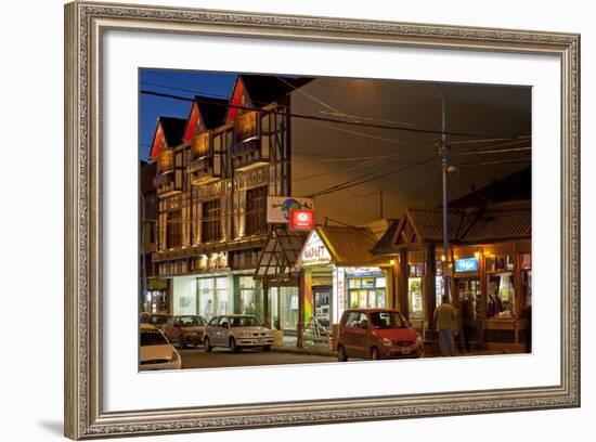 Argentina, Tierra Del Fuego, Ushuaia, City Centre, Evening, Shops-Chris Seba-Framed Photographic Print