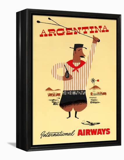 "Argentina" Vintage Travel Poster, International Airways-Piddix-Framed Stretched Canvas