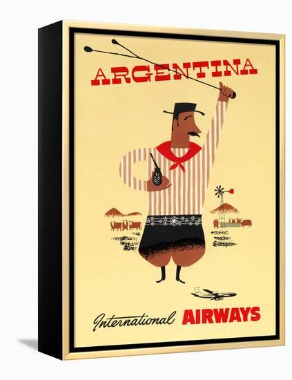 "Argentina" Vintage Travel Poster, International Airways-Piddix-Framed Stretched Canvas