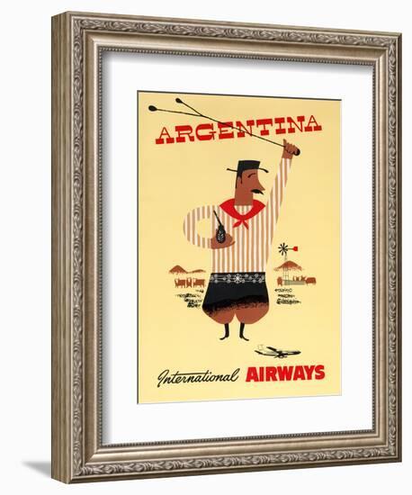 "Argentina" Vintage Travel Poster, International Airways-Piddix-Framed Art Print