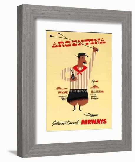 "Argentina" Vintage Travel Poster, International Airways-Piddix-Framed Art Print