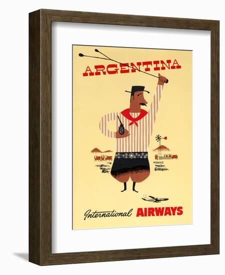 "Argentina" Vintage Travel Poster, International Airways-Piddix-Framed Art Print