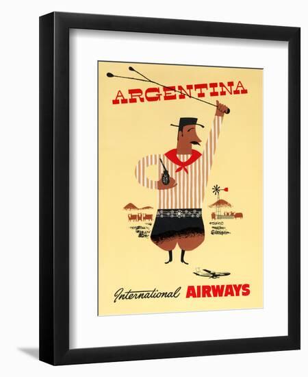 "Argentina" Vintage Travel Poster, International Airways-Piddix-Framed Art Print