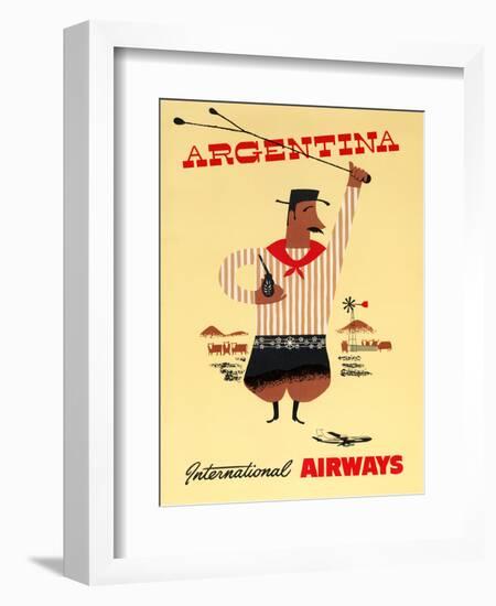 "Argentina" Vintage Travel Poster, International Airways-Piddix-Framed Art Print