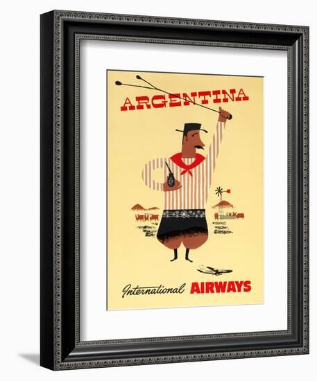 "Argentina" Vintage Travel Poster, International Airways-Piddix-Framed Art Print