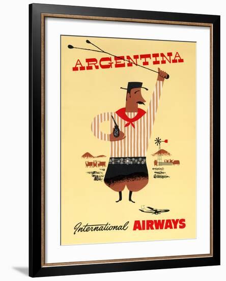 "Argentina" Vintage Travel Poster, International Airways-Piddix-Framed Art Print