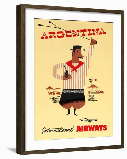 "Argentina" Vintage Travel Poster, International Airways-Piddix-Framed Art Print