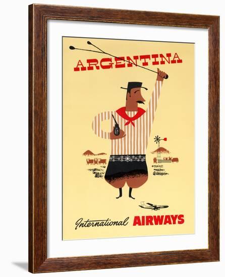 "Argentina" Vintage Travel Poster, International Airways-Piddix-Framed Art Print