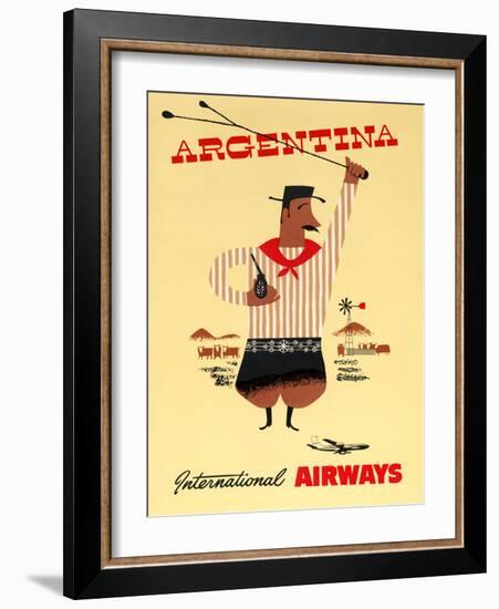 "Argentina" Vintage Travel Poster, International Airways-Piddix-Framed Premium Giclee Print