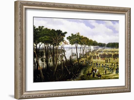 Argentine Soldiers Disembarking and Preparing Trenches-Carl Donner-Framed Giclee Print