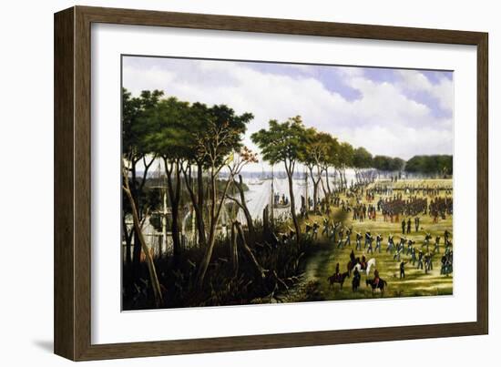 Argentine Soldiers Disembarking and Preparing Trenches-Carl Donner-Framed Giclee Print