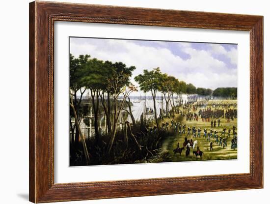 Argentine Soldiers Disembarking and Preparing Trenches-Carl Donner-Framed Giclee Print