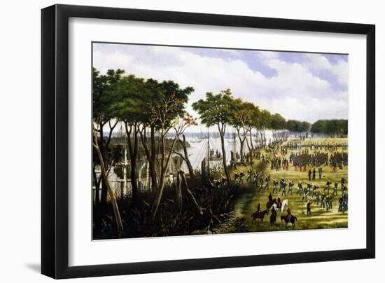 Argentine Soldiers Disembarking and Preparing Trenches-Carl Donner-Framed Giclee Print