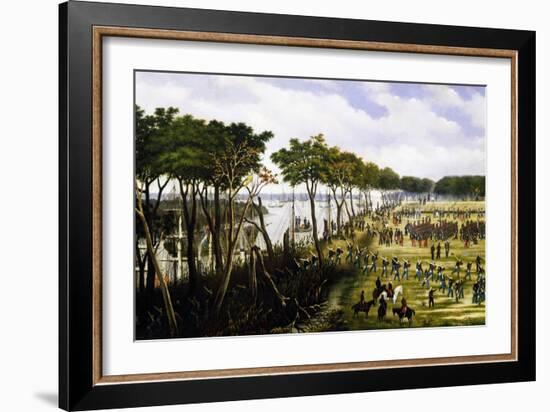 Argentine Soldiers Disembarking and Preparing Trenches-Carl Donner-Framed Giclee Print