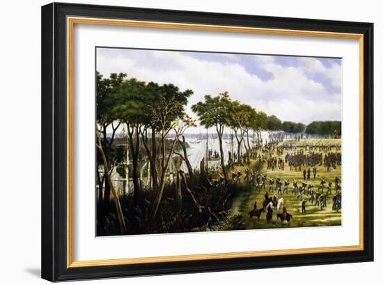 Argentine Soldiers Disembarking and Preparing Trenches-Carl Donner-Framed Giclee Print