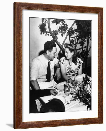 Argentinean Presidential Candidate Juan Peron Chatting with His Wife Evita during campaign party-Thomas D^ Mcavoy-Framed Premium Photographic Print