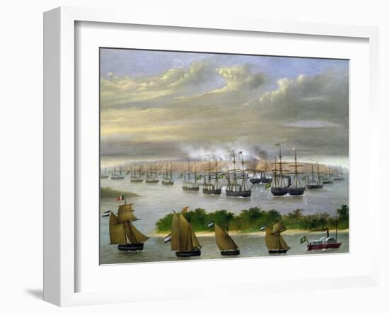 Argentinian Fleet in Channel of Paso De La Patria, April 23, 1866-Candido Lopez-Framed Giclee Print