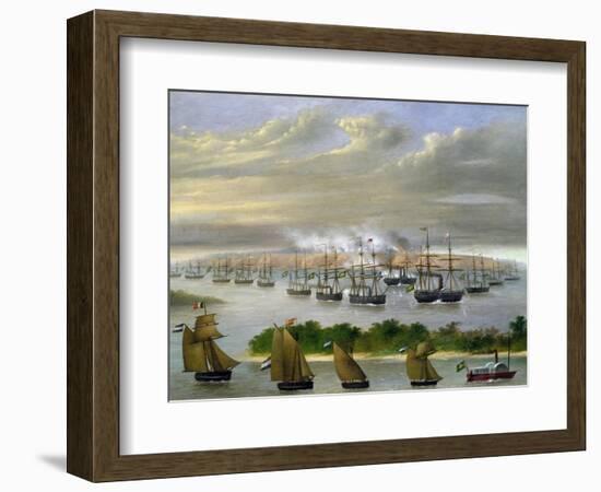 Argentinian Fleet in Channel of Paso De La Patria, April 23, 1866-Candido Lopez-Framed Giclee Print