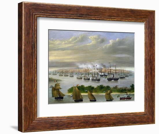 Argentinian Fleet in Channel of Paso De La Patria, April 23, 1866-Candido Lopez-Framed Giclee Print