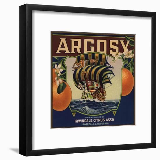 Argosy Brand - Irwindale, California - Citrus Crate Label-Lantern Press-Framed Art Print