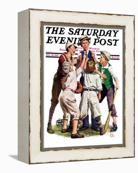 "Arguing the Call," Saturday Evening Post Cover, August 30, 1930-Alan Foster-Framed Premier Image Canvas