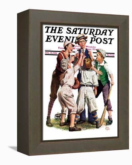 "Arguing the Call," Saturday Evening Post Cover, August 30, 1930-Alan Foster-Framed Premier Image Canvas