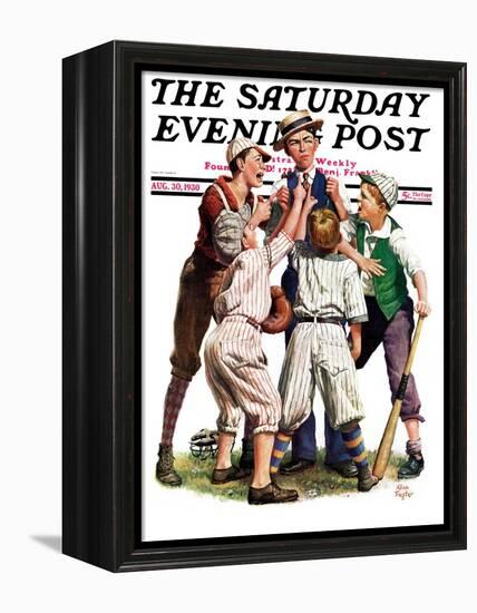 "Arguing the Call," Saturday Evening Post Cover, August 30, 1930-Alan Foster-Framed Premier Image Canvas