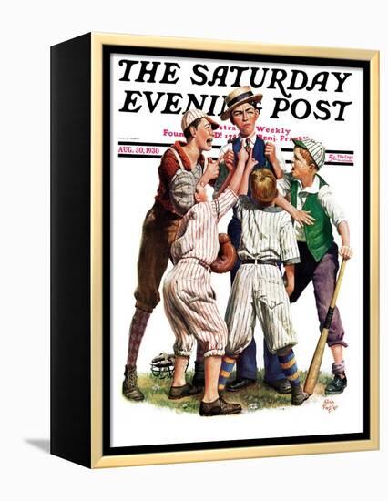 "Arguing the Call," Saturday Evening Post Cover, August 30, 1930-Alan Foster-Framed Premier Image Canvas