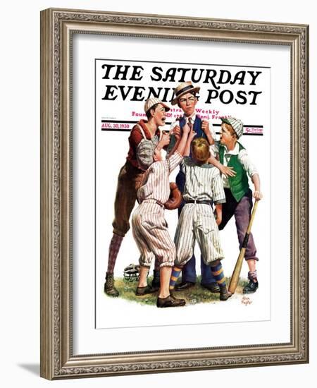 "Arguing the Call," Saturday Evening Post Cover, August 30, 1930-Alan Foster-Framed Giclee Print