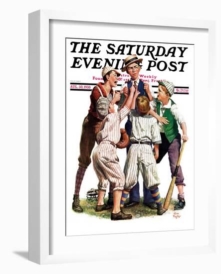 "Arguing the Call," Saturday Evening Post Cover, August 30, 1930-Alan Foster-Framed Giclee Print