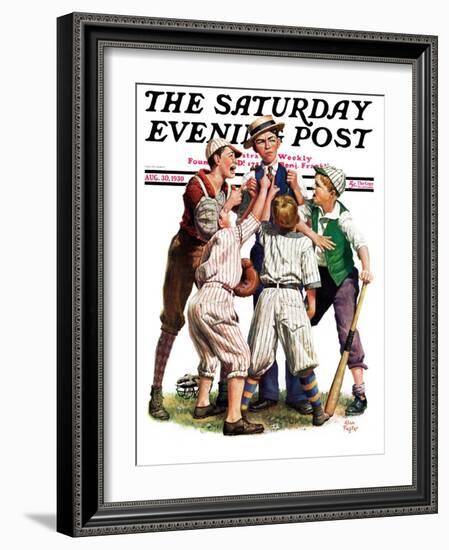 "Arguing the Call," Saturday Evening Post Cover, August 30, 1930-Alan Foster-Framed Giclee Print