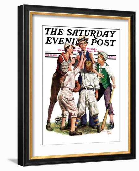 "Arguing the Call," Saturday Evening Post Cover, August 30, 1930-Alan Foster-Framed Giclee Print