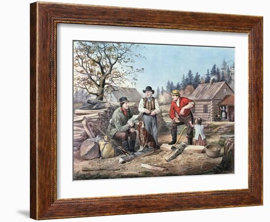 Arguing the Point - the Latest News, 1855-Currier & Ives-Framed Giclee Print