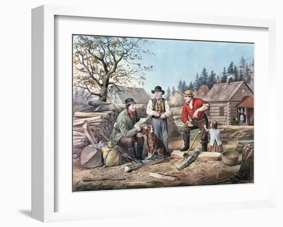 Arguing the Point - the Latest News, 1855-Currier & Ives-Framed Giclee Print