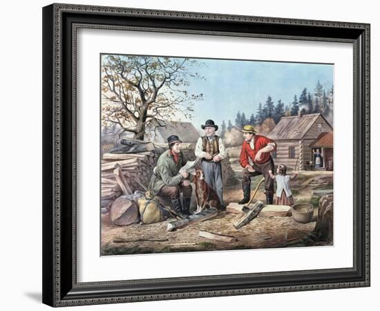 Arguing the Point - the Latest News, 1855-Currier & Ives-Framed Giclee Print