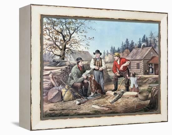 Arguing the Point - the Latest News, 1855-Currier & Ives-Framed Premier Image Canvas