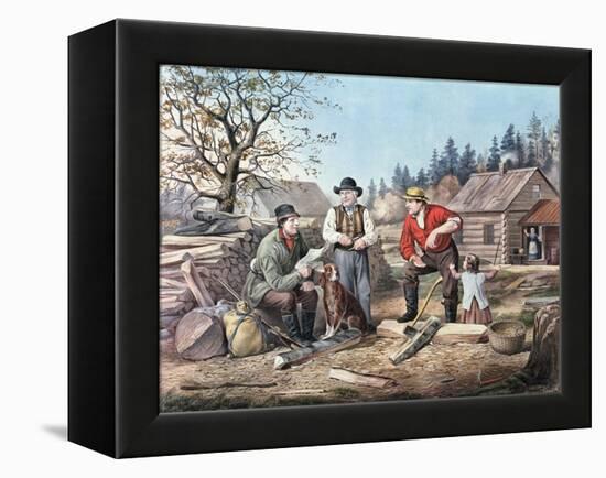 Arguing the Point - the Latest News, 1855-Currier & Ives-Framed Premier Image Canvas