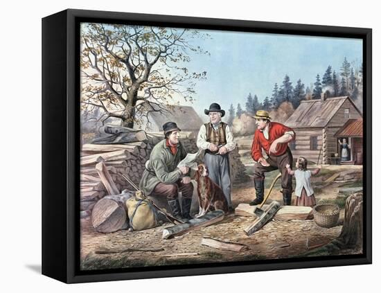 Arguing the Point - the Latest News, 1855-Currier & Ives-Framed Premier Image Canvas