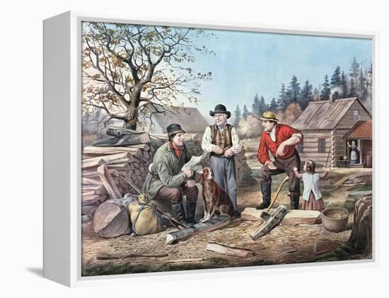 Arguing the Point - the Latest News, 1855-Currier & Ives-Framed Premier Image Canvas